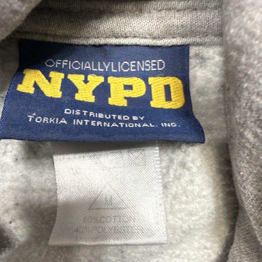 NYPD Men's Gray Pullover Hoodie Fleece Graphic Logo Pockets Drawstring M - Picture 2 of 13